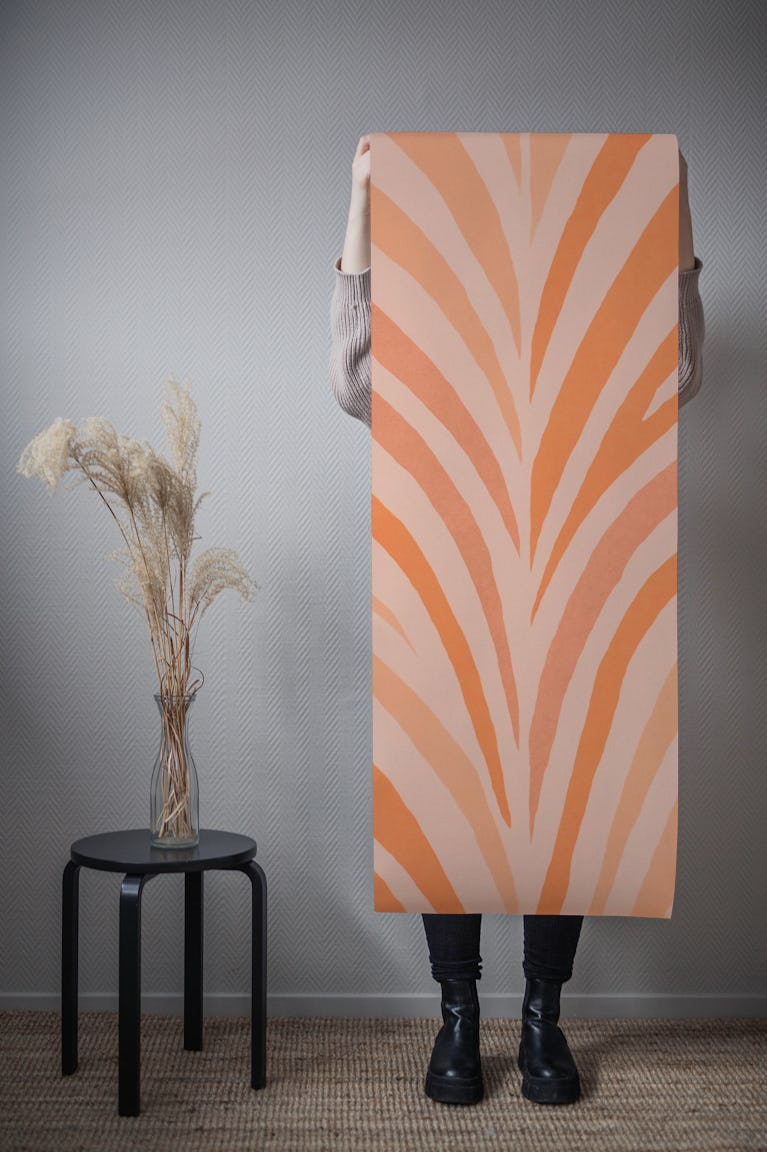 Boho Bow Shapes Warm Tangerine Peach wallpaper roll