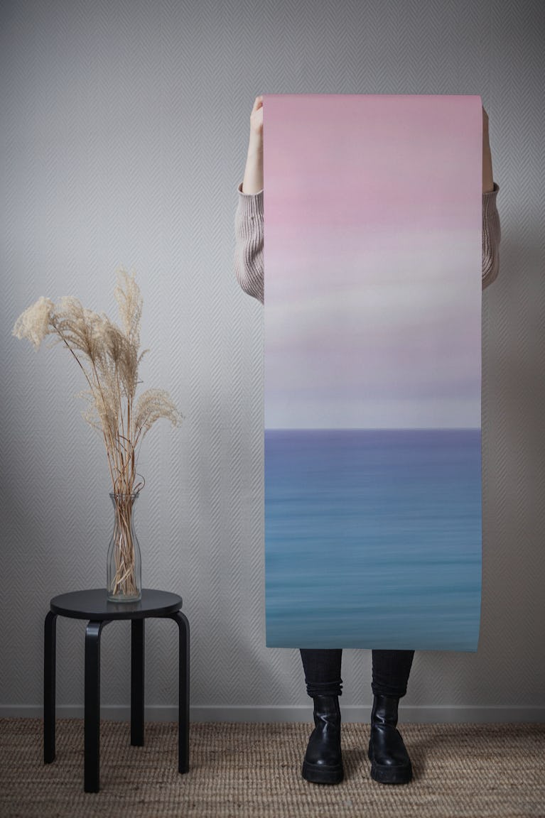 Serene blurred sky and ocean at sunset wallpaper roll