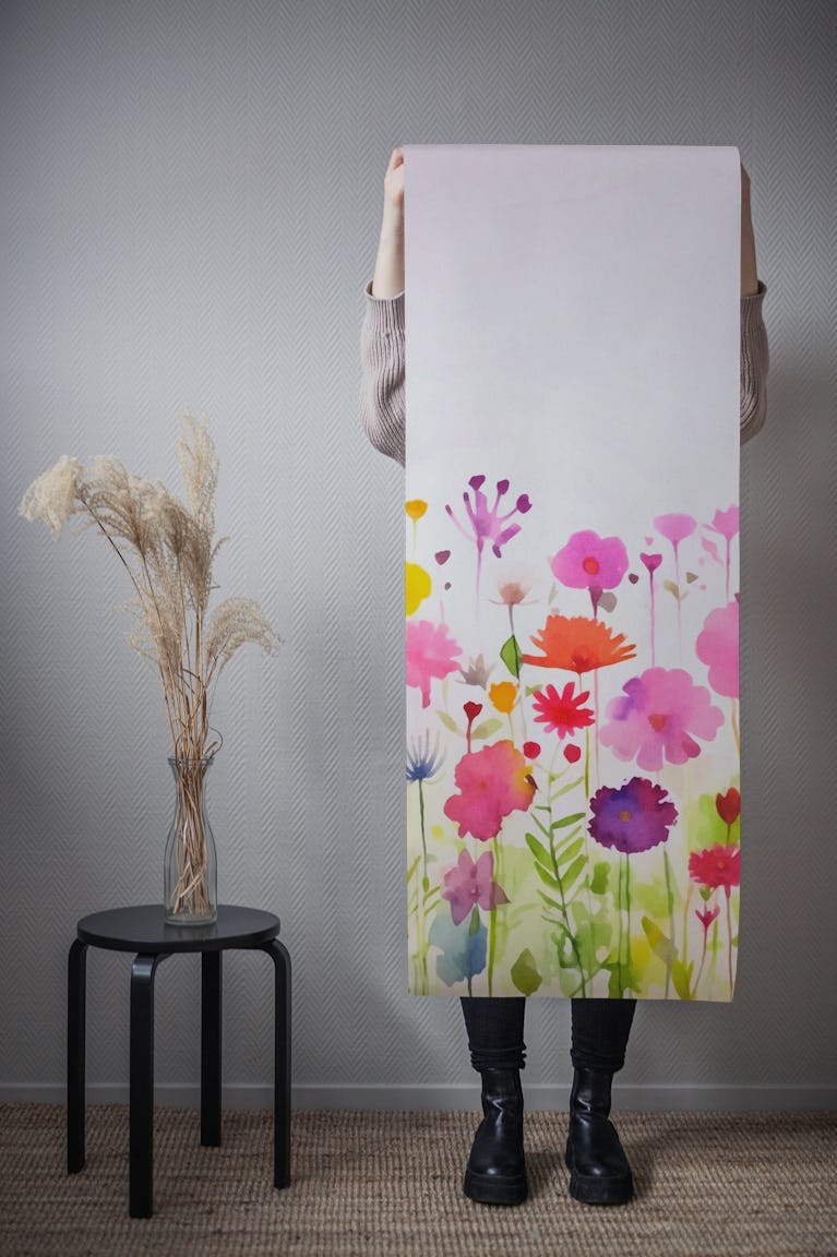 Spring Meadow Multicolor Wildflowers wallpaper roll