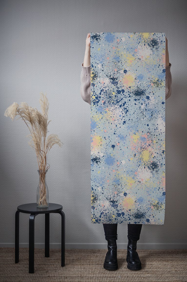 Ink Splatter Dust Blue wallpaper roll