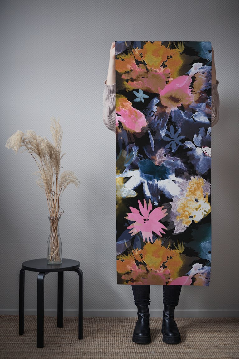 Spring Flowers Memories Dark wallpaper roll