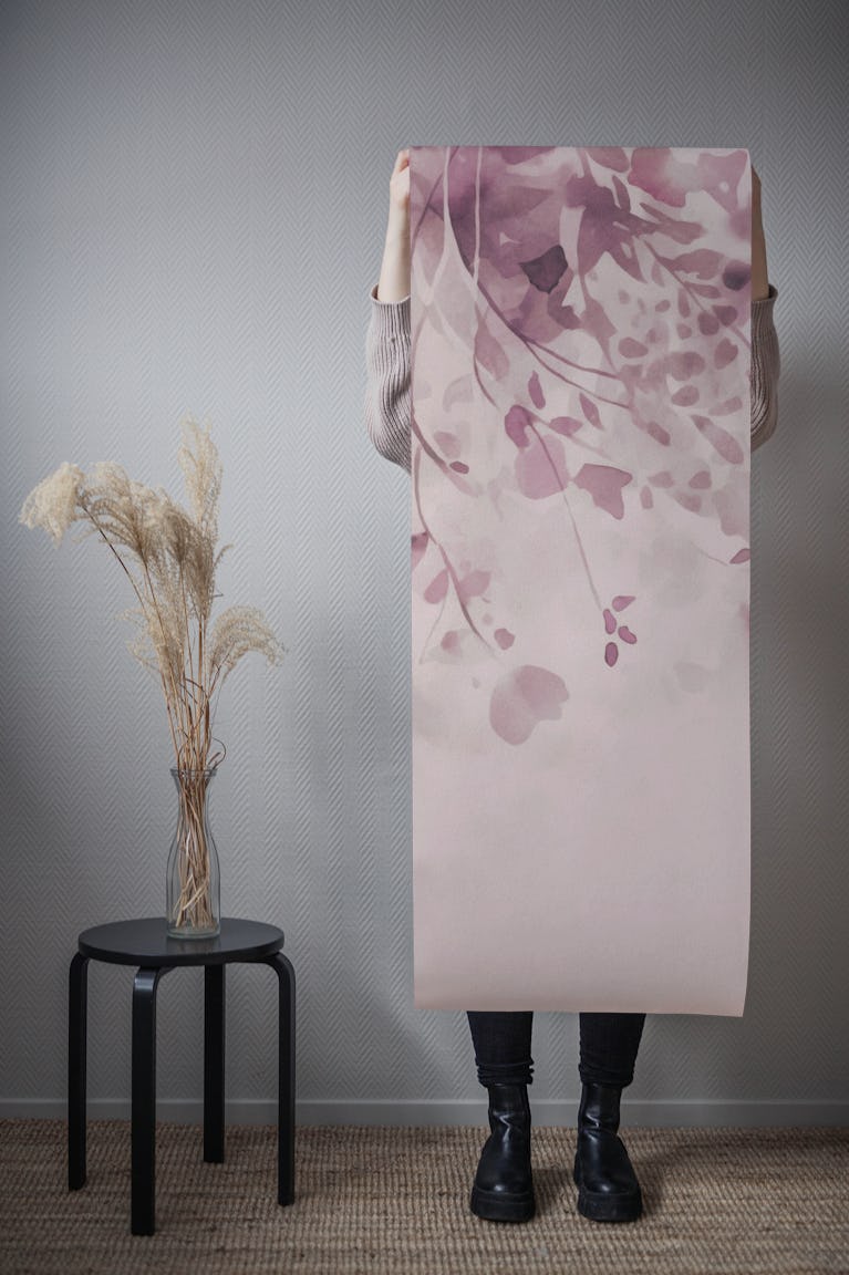 Hanging Flowers Pastel Pink Watercolor Art wallpaper roll