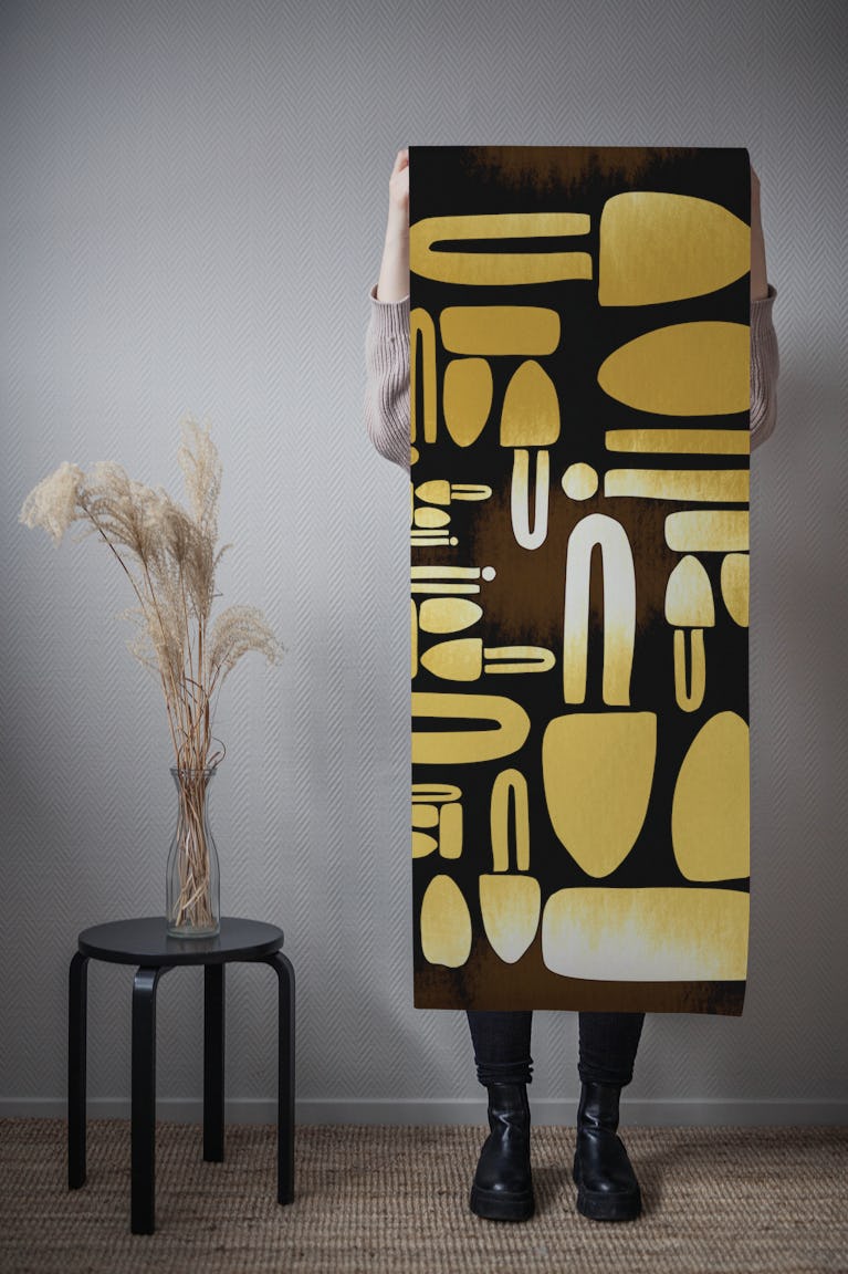 Mid-Century Pattern Mustard wallpaper roll
