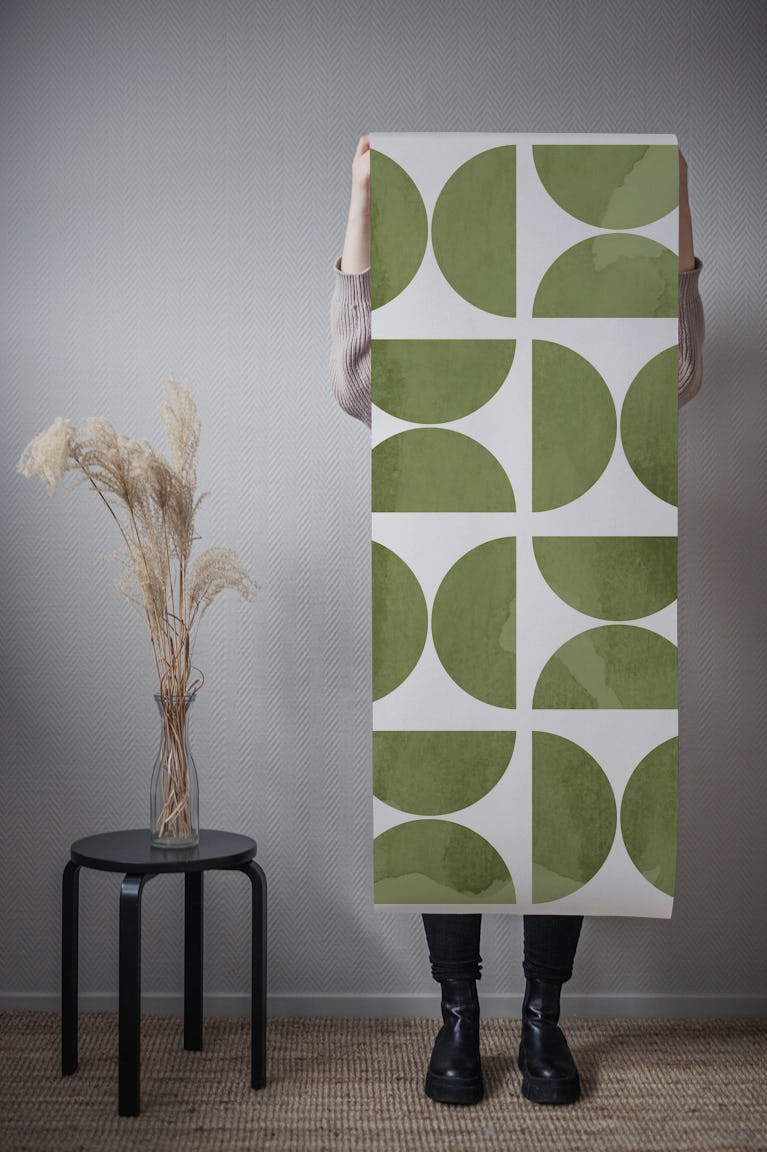Green Watercolor Bauhaus wallpaper roll