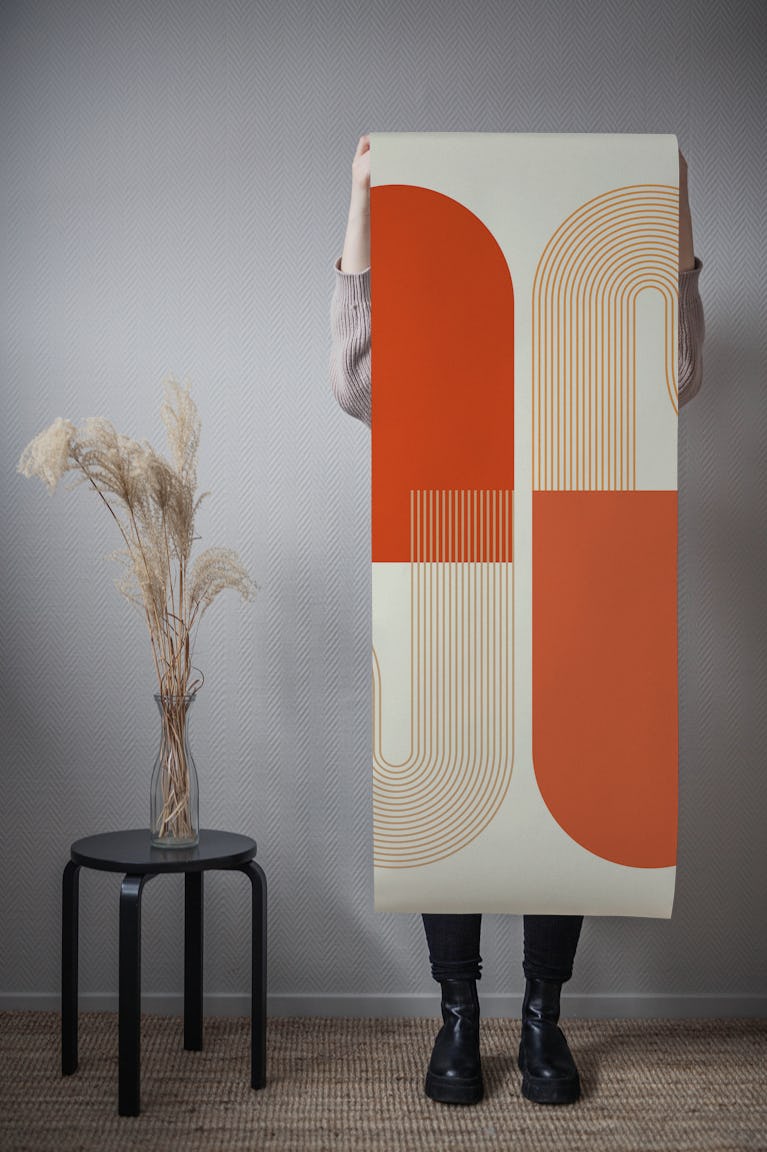Abstract Mid Century Autumn Arch Geo wallpaper roll