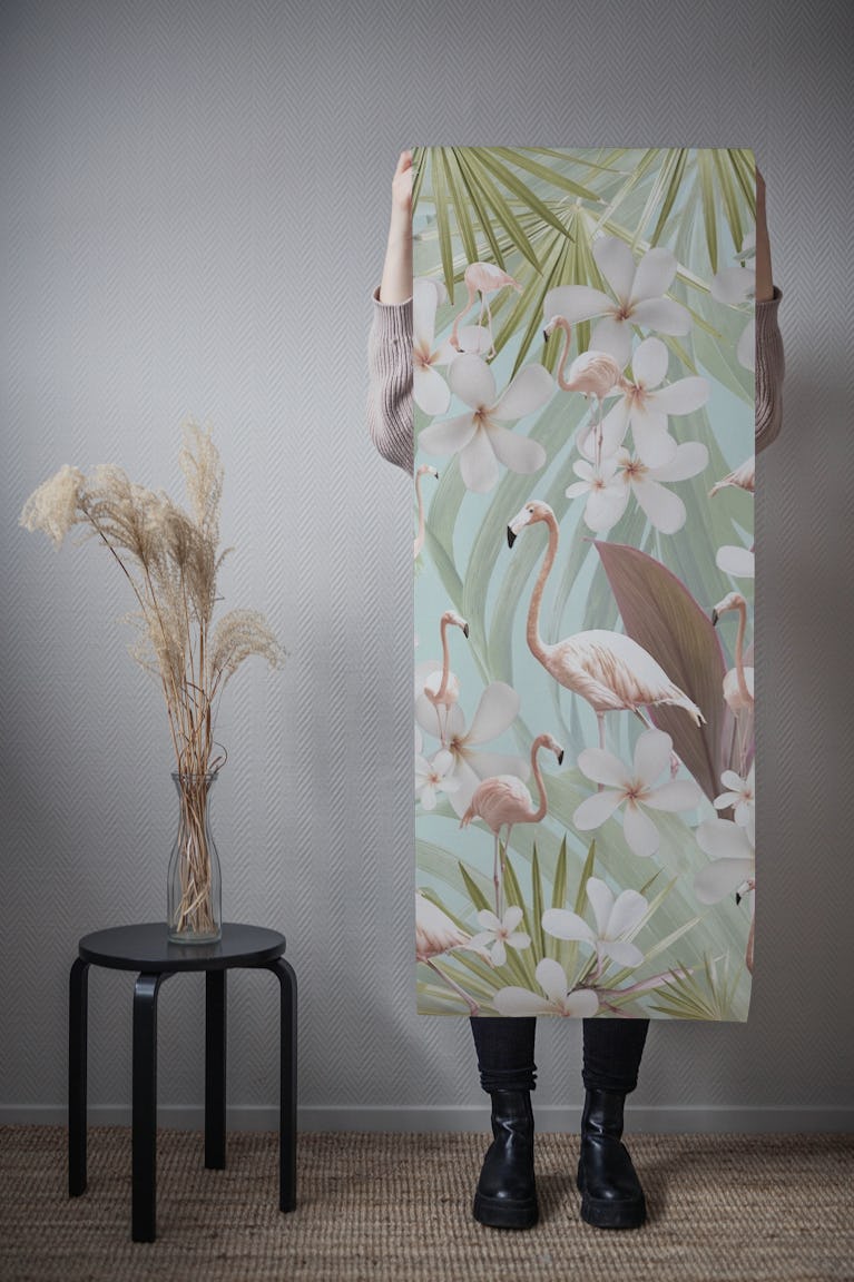 Pastel Flamingo Jungle Love 1 wallpaper roll