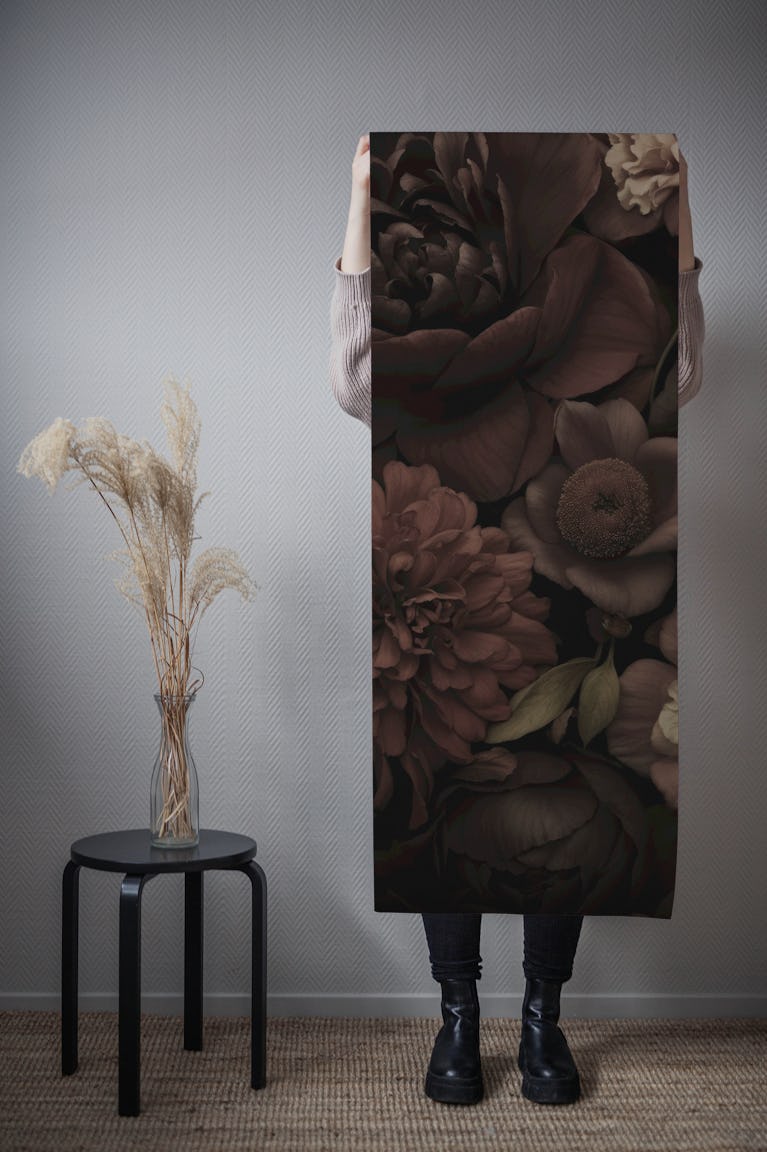Victorian Grandeur Flowers Chocolate Brown wallpaper roll