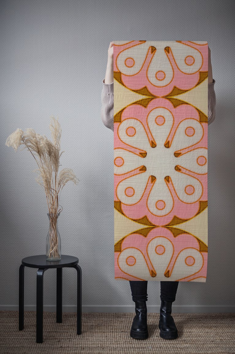 Pastel Retro 70s Floral Fashion wallpaper roll