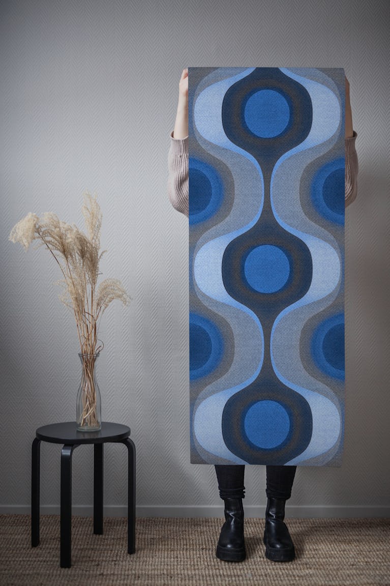 Moody Blue 70s Geo Fashion wallpaper roll