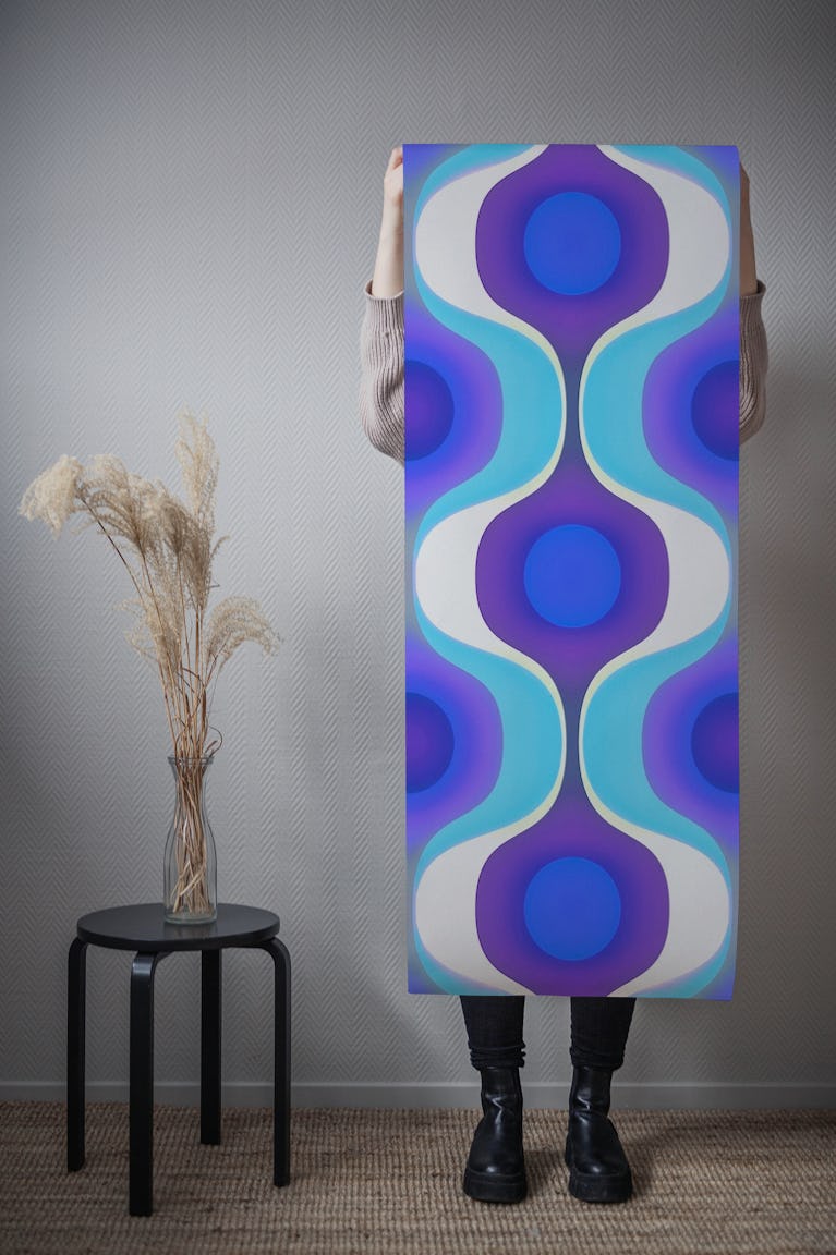Azure Mid-Century 70s wallpaper roll