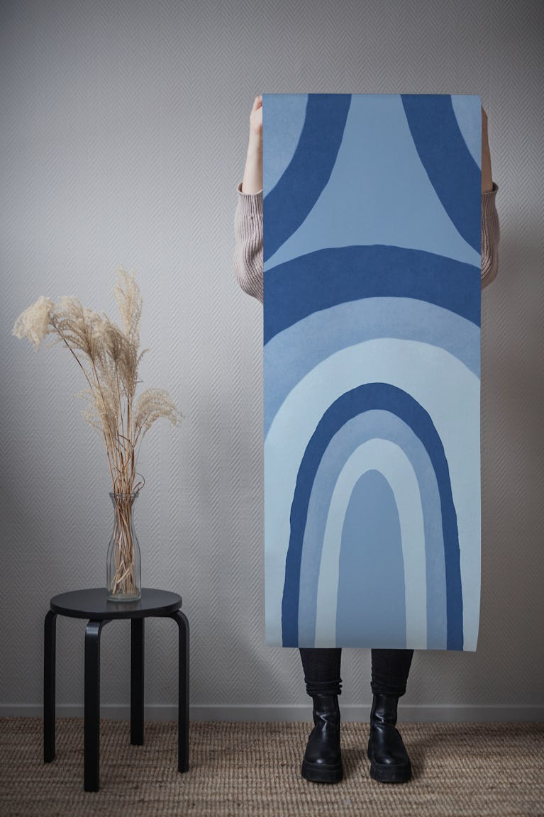 Blue Boho Rainbow Art wallpaper roll