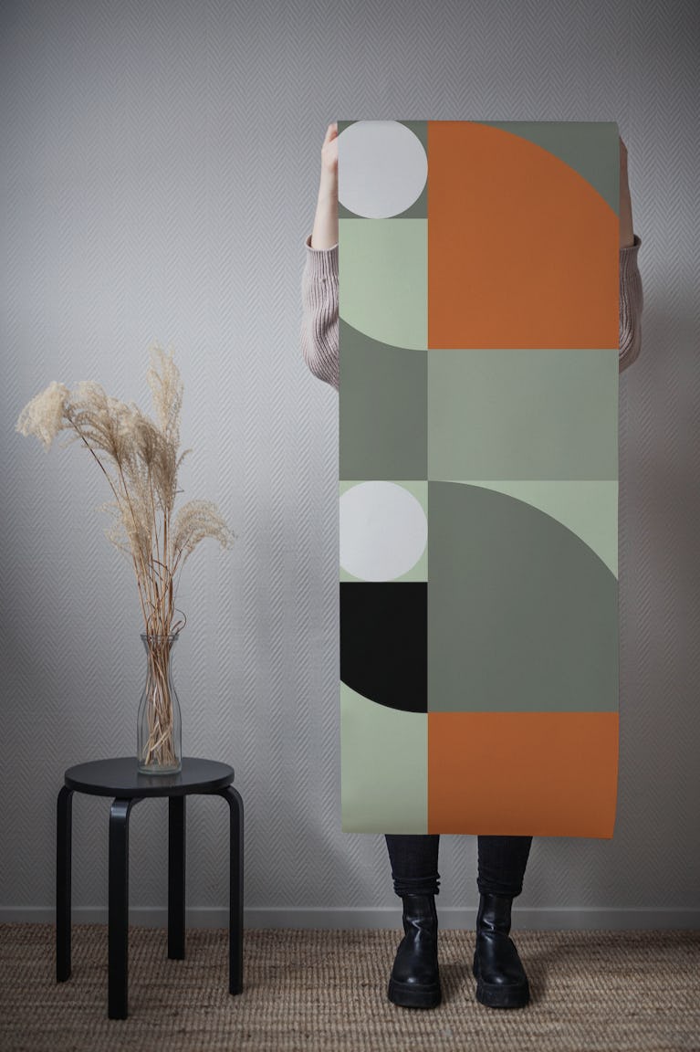 Terracotta and Gray wallpaper roll