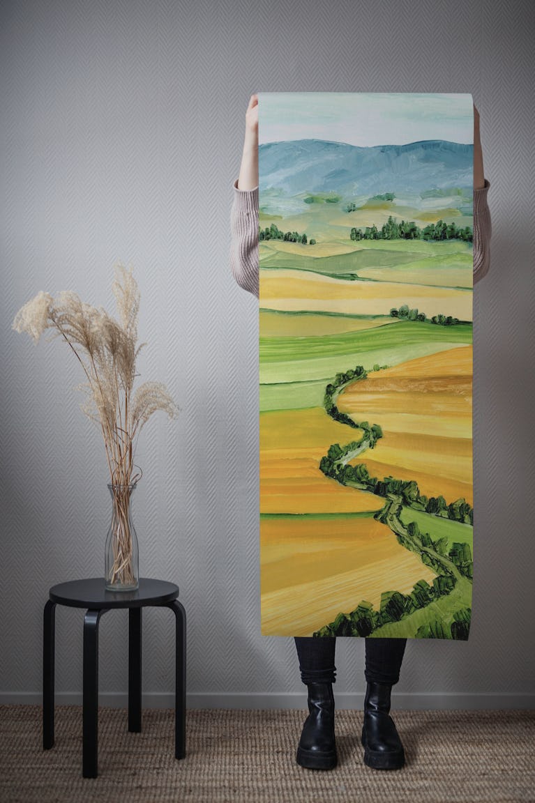 Queniva patchwork landscape wallpaper roll