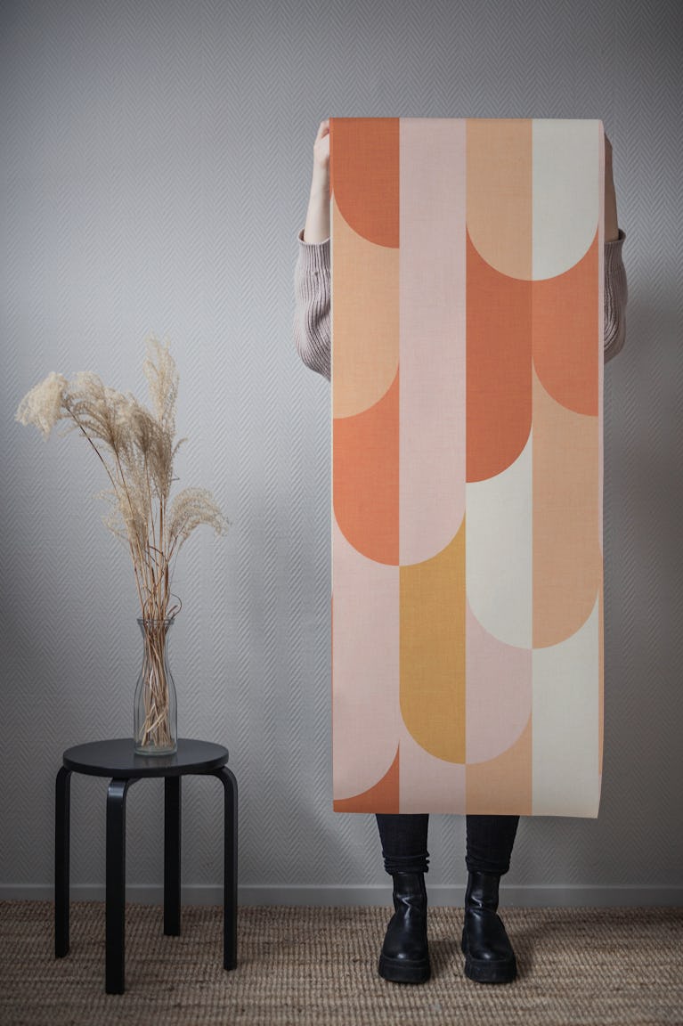 Art Deco Geometric Droplet Fall rustic orange wallpaper roll