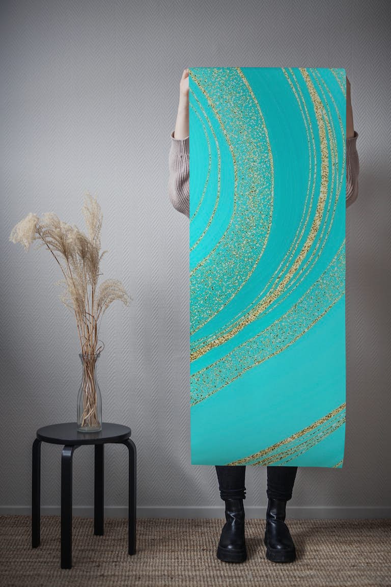 Turquoise Hygge Mermaid Marble tapetit roll