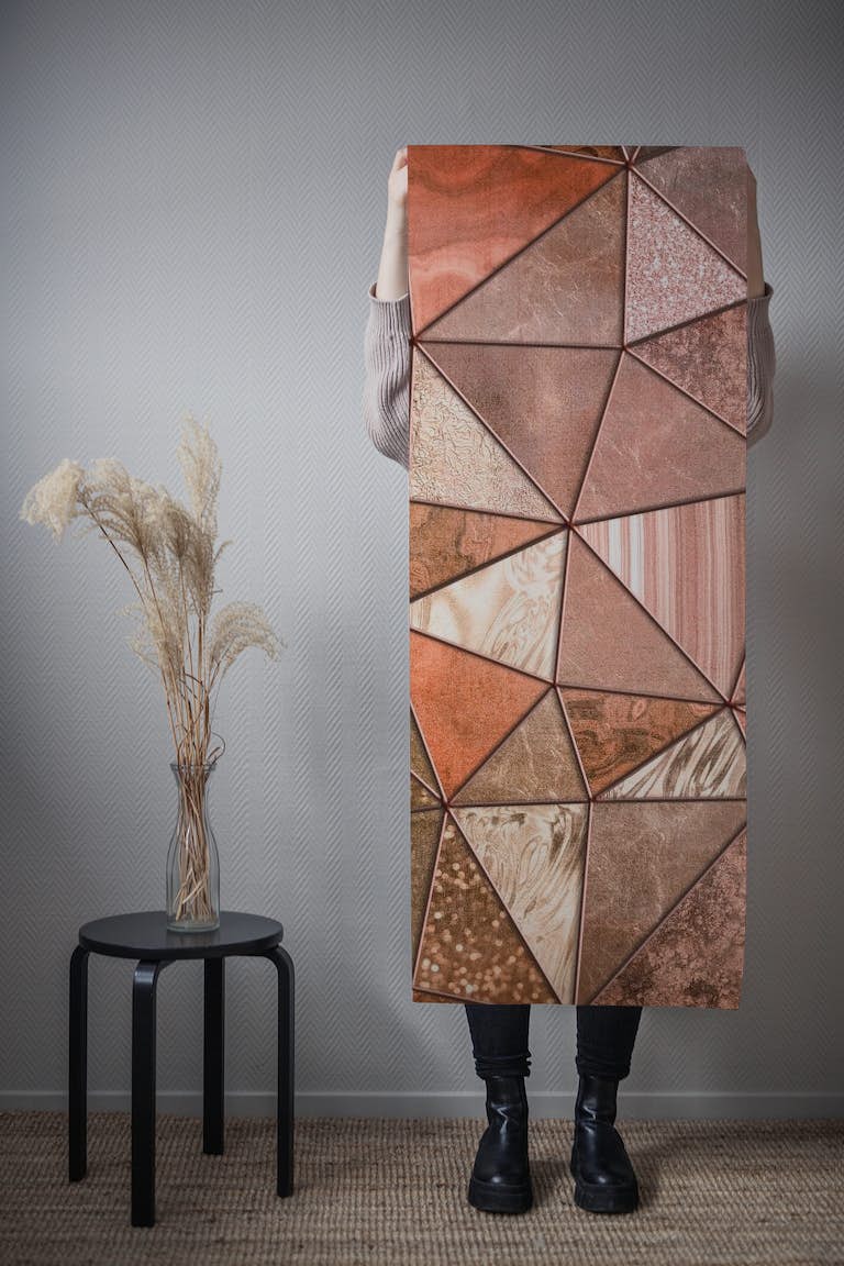 Copper Brown Triangles tapete roll