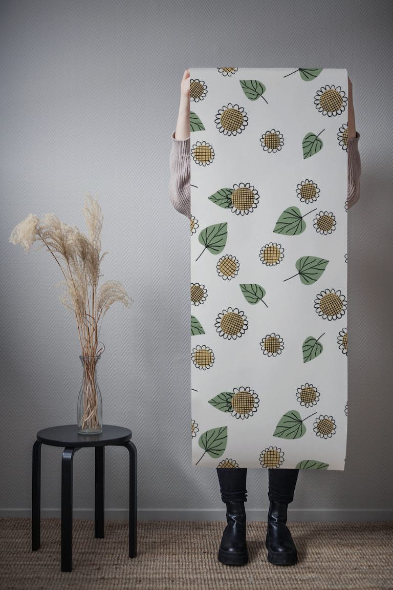 Seamless Sunflower Pattern behang roll