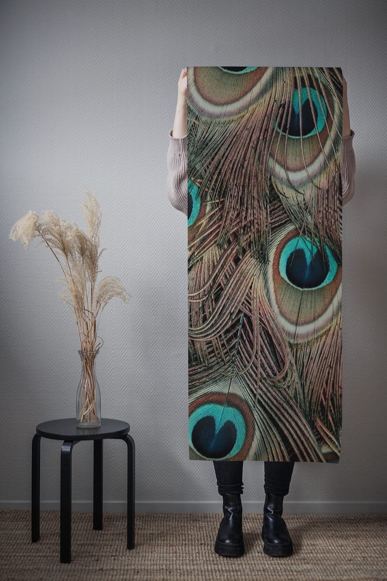 Peacock Bird Feathers Abstract carta da parati roll