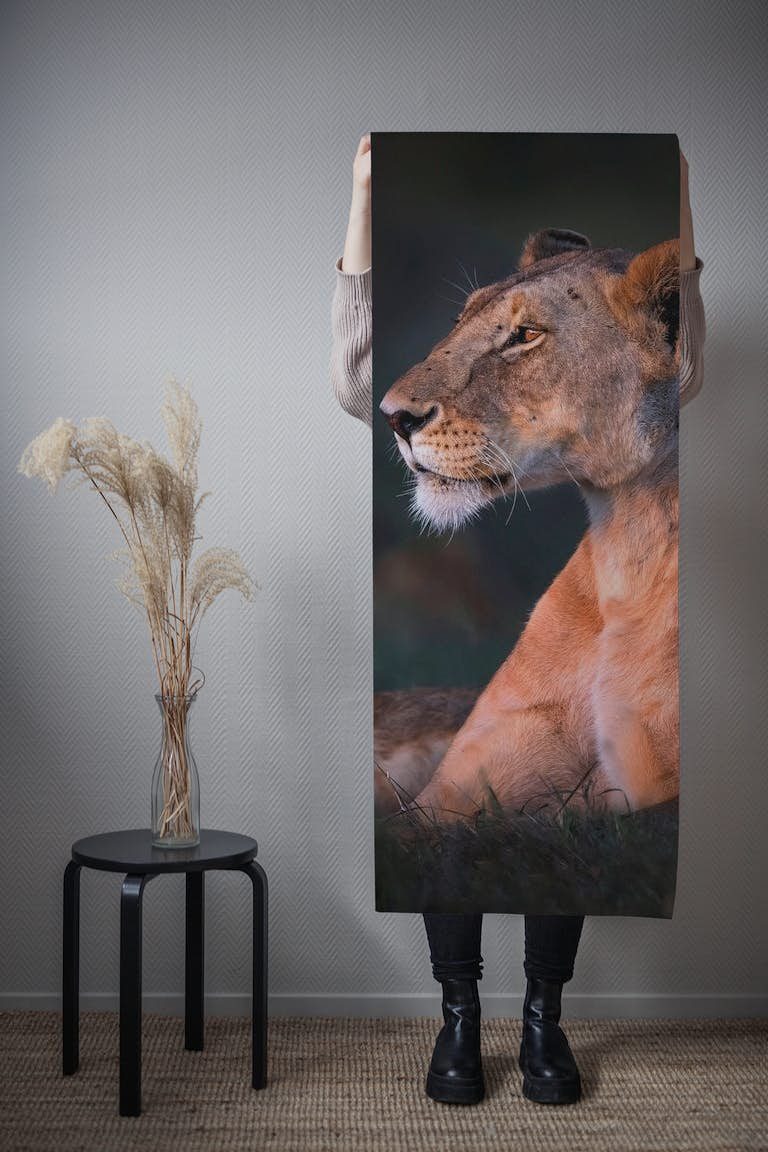 Lone lioness wallpaper roll
