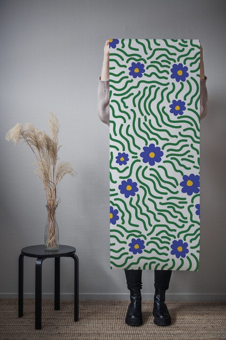 Wavy Daisies - Brights wallpaper roll