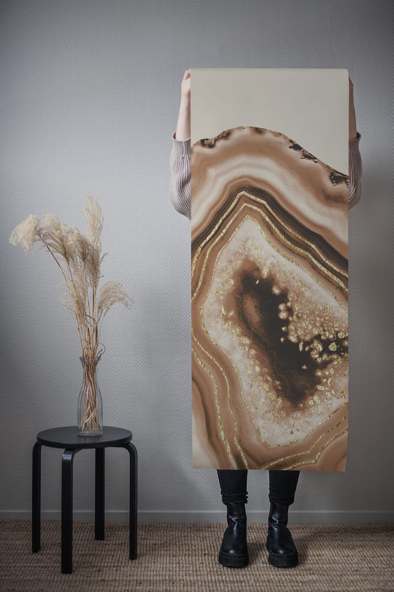 Soft Brown Agate Gold 1 papel pintado roll