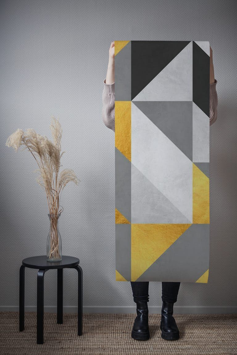 Gold and gray composition II behang roll