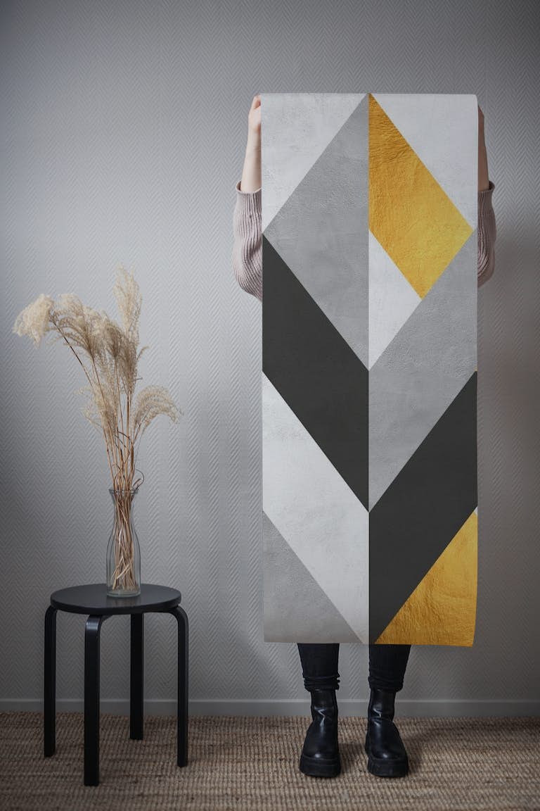 Gold and gray composition III papel de parede roll