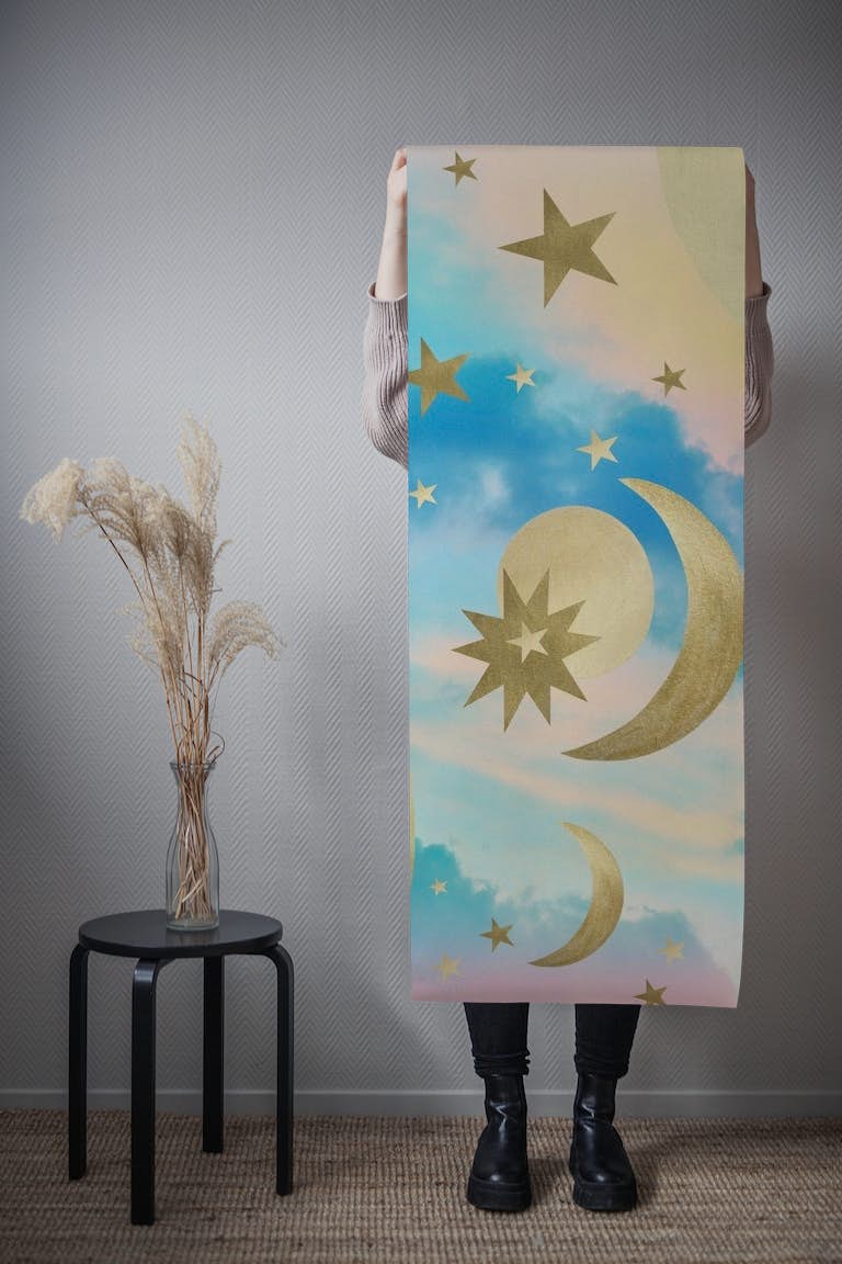 Pastel Starry Sky Moon Dream 3 papel pintado roll