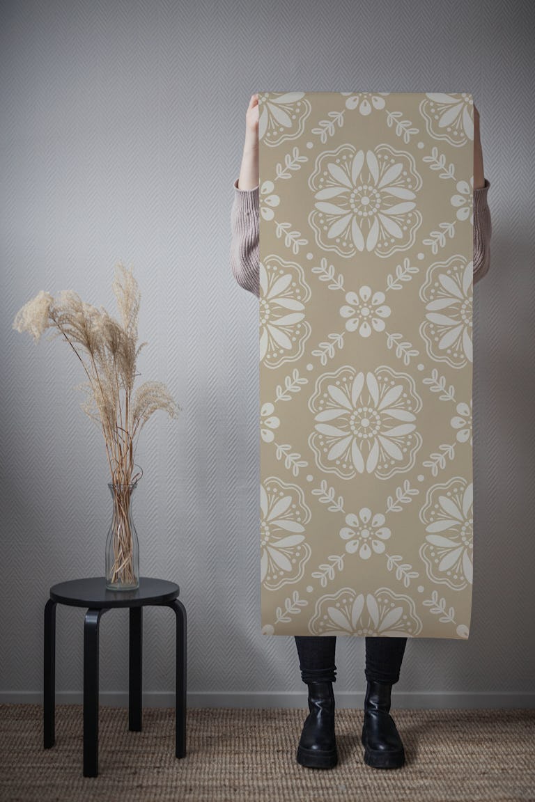 Emma Floral Tile - Warm Minimalist 2A - Large wallpaper roll