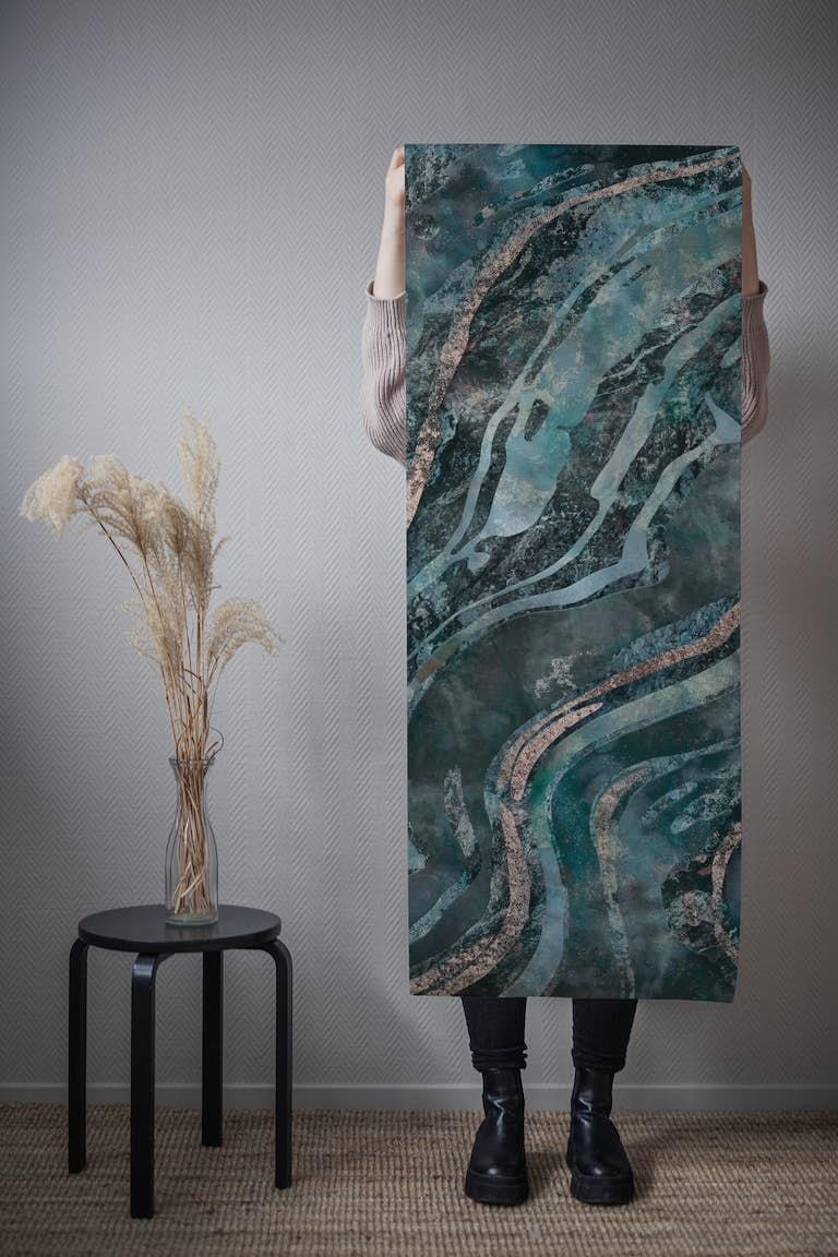 Teal Green Gemstone Marble Mix tapete roll