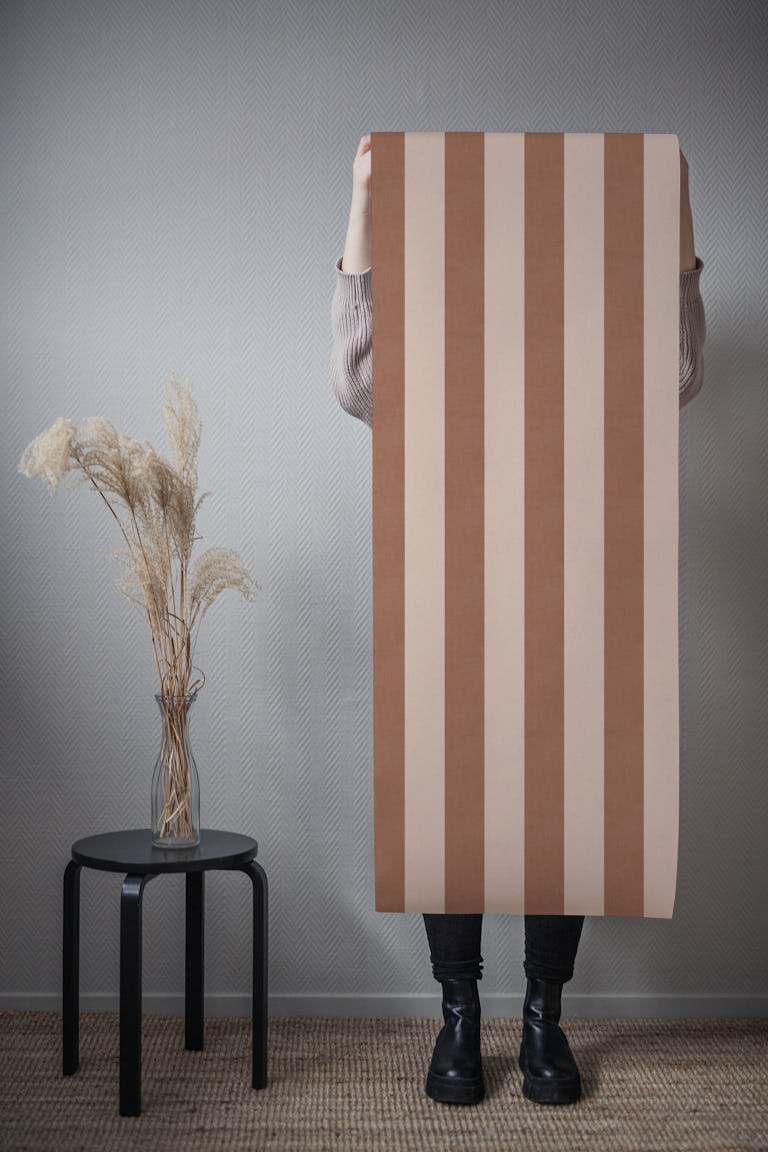 Mocha Mousse Brown Stripes Textured Small wallpaper roll