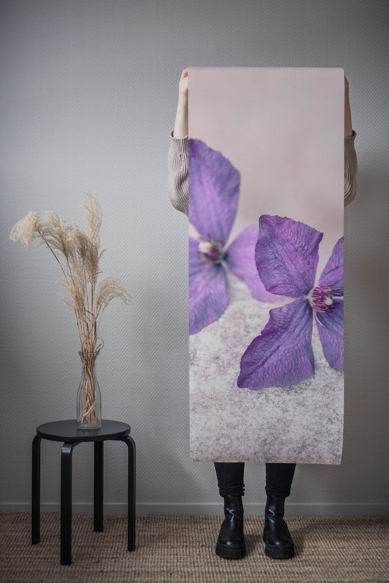 Purple Clematis Flowers behang roll