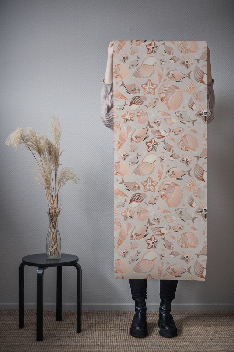 Vintage Sea Life in Neutral Shades WP wallpaper roll