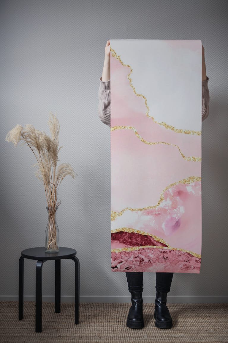 Blush Pink Marble Gold 1 behang roll