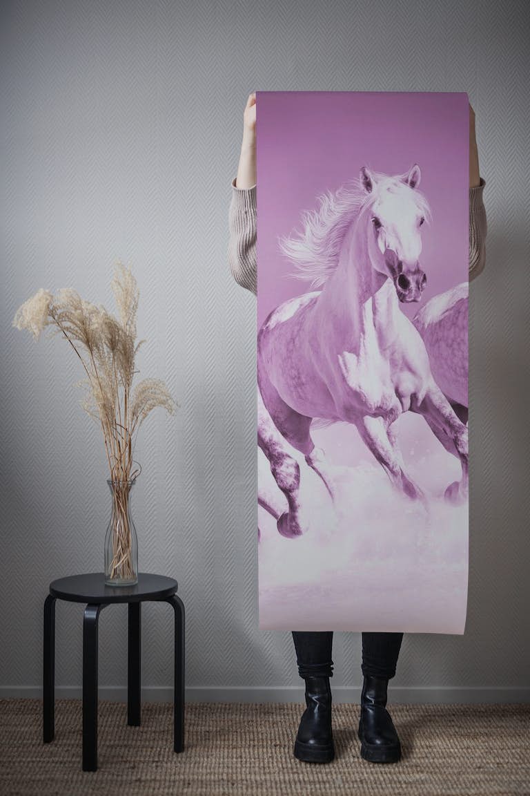 Pink horses tapetit roll