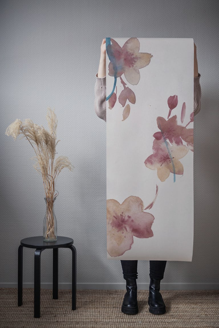 Watercolour Spring Blossoms wallpaper roll