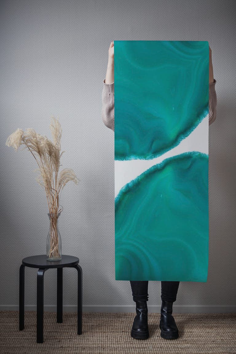 Turquoise Teal Green Agate 1 wallpaper roll