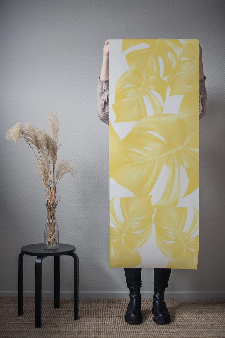 Monstera Leaves Yellow 1 wallpaper roll