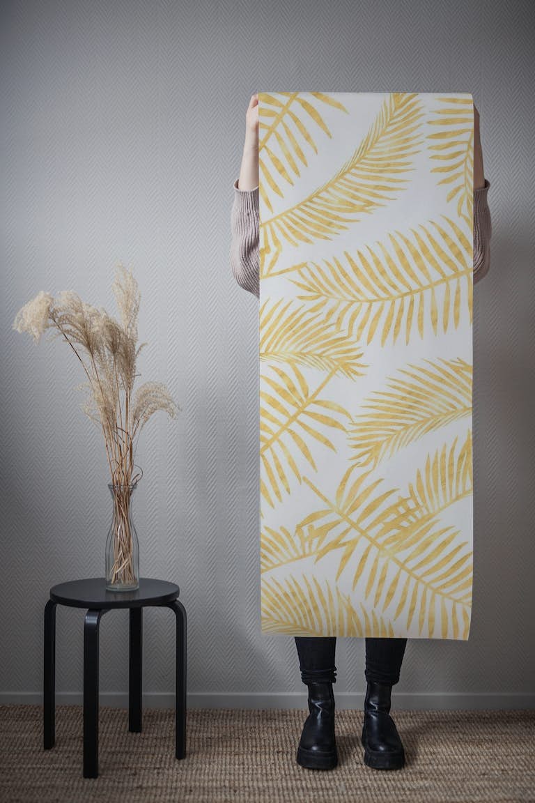 Palm Leaf Pattern Golden behang roll