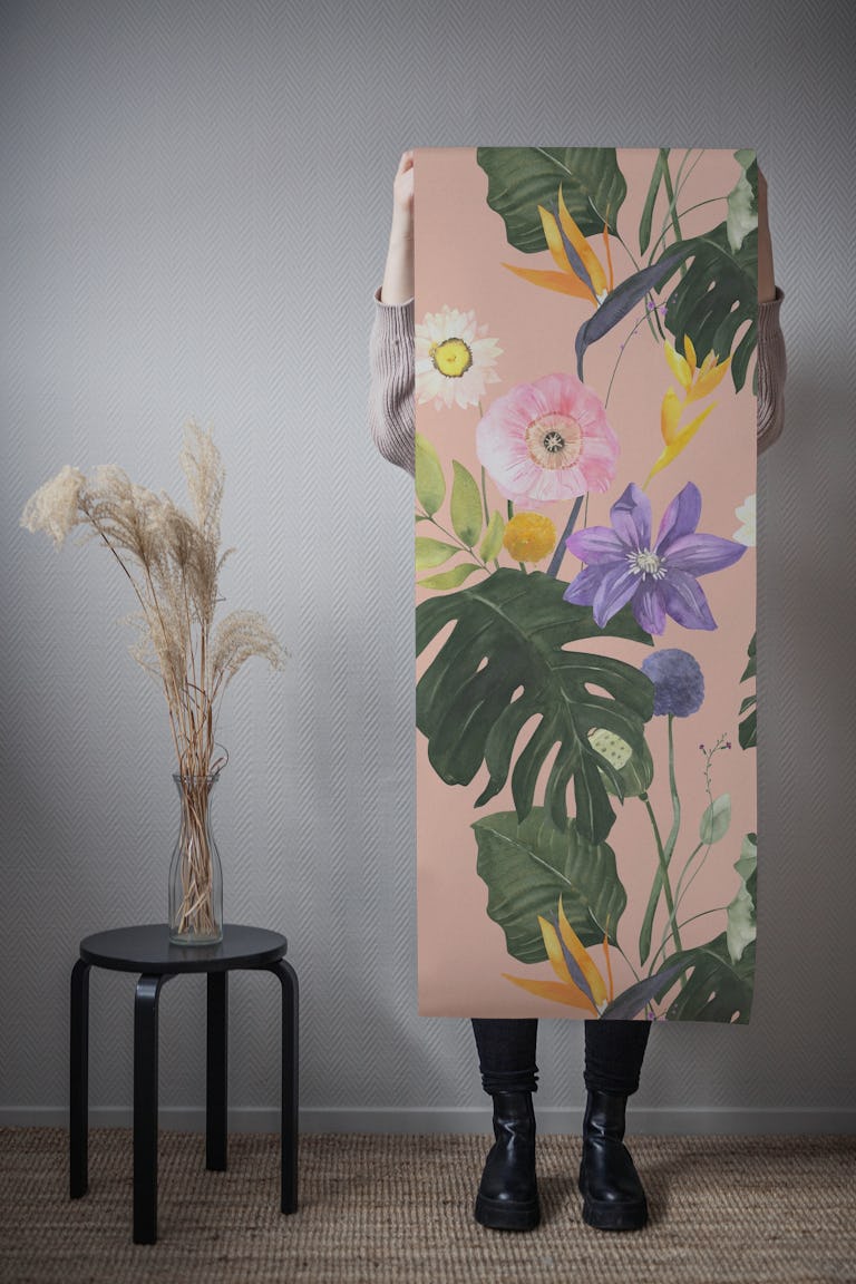 Vibrant Rainforest Floral Pattern wallpaper roll