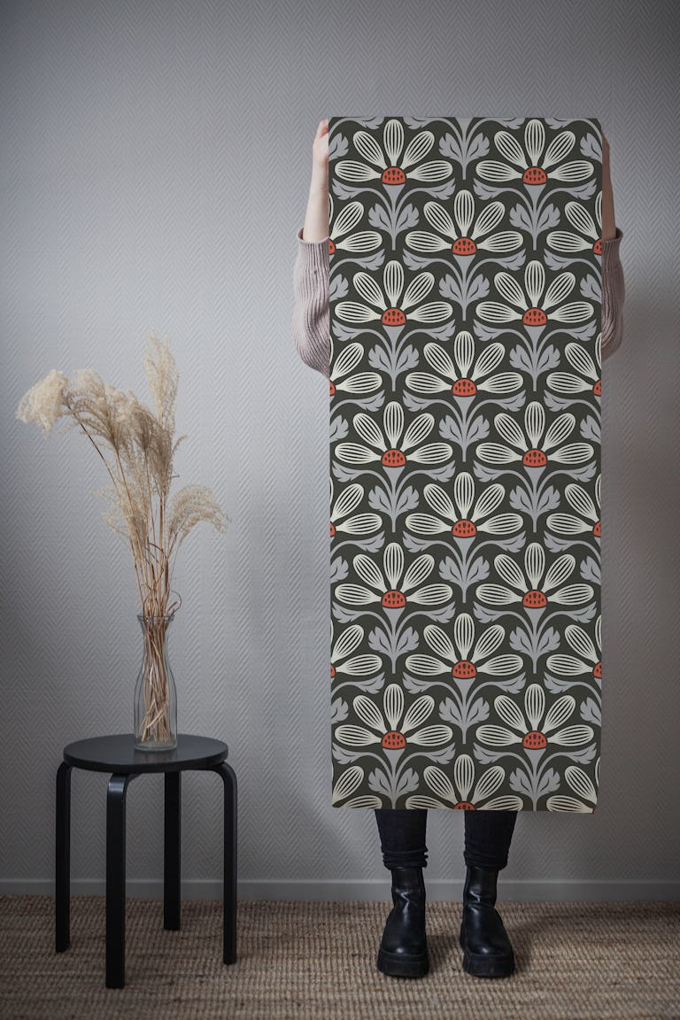 Classic Petal Elegance in Gray - S wallpaper roll
