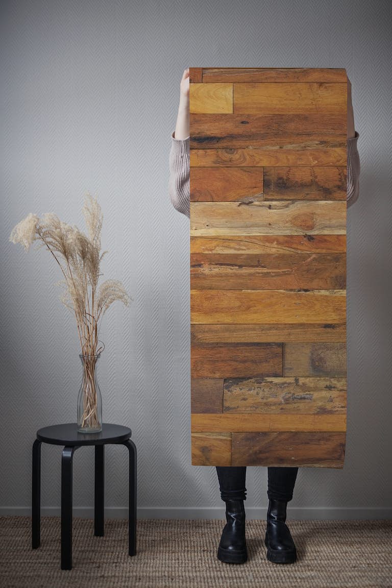 Wooden panel tapeta roll