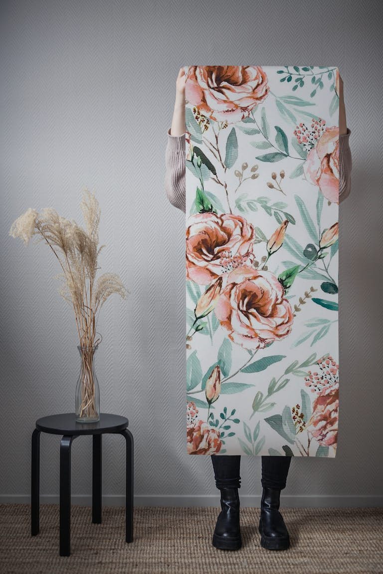 Floral Explosion - White behang roll