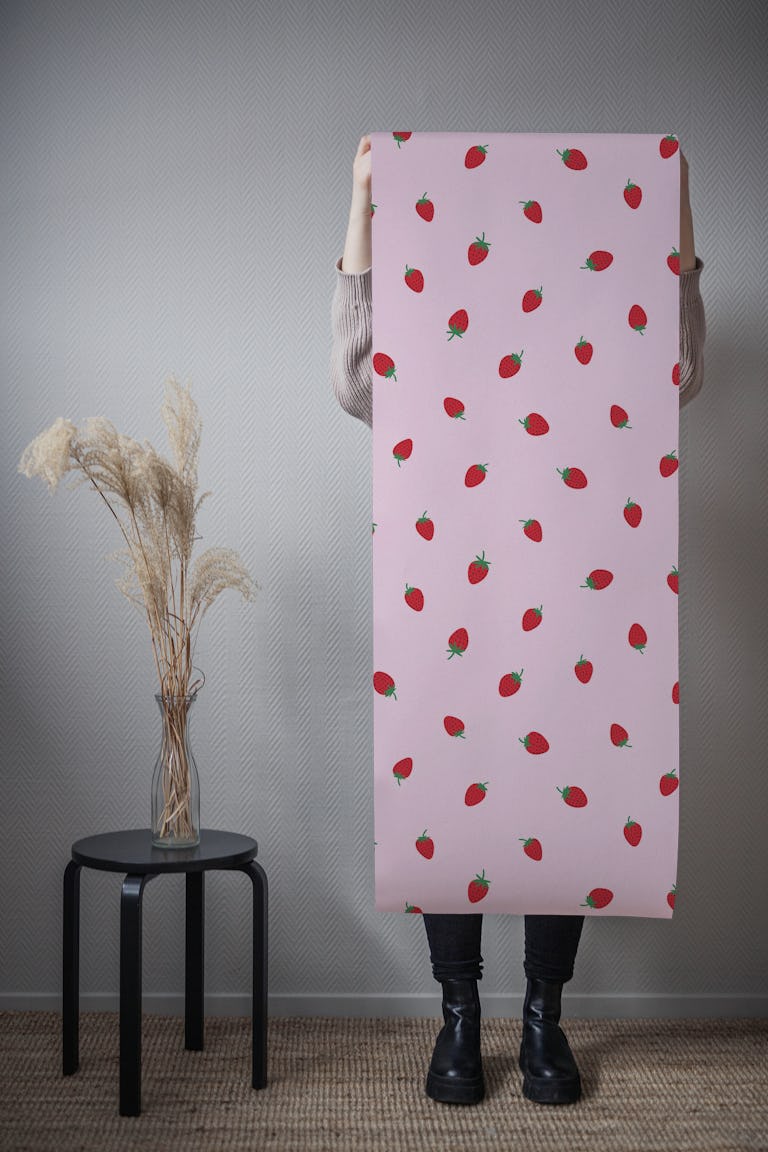 Simply Strawberries soft pink wallpaper roll