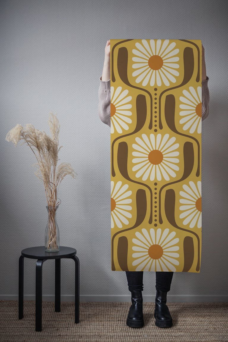 Timeless Daisy Art in Yellow - L wallpaper roll