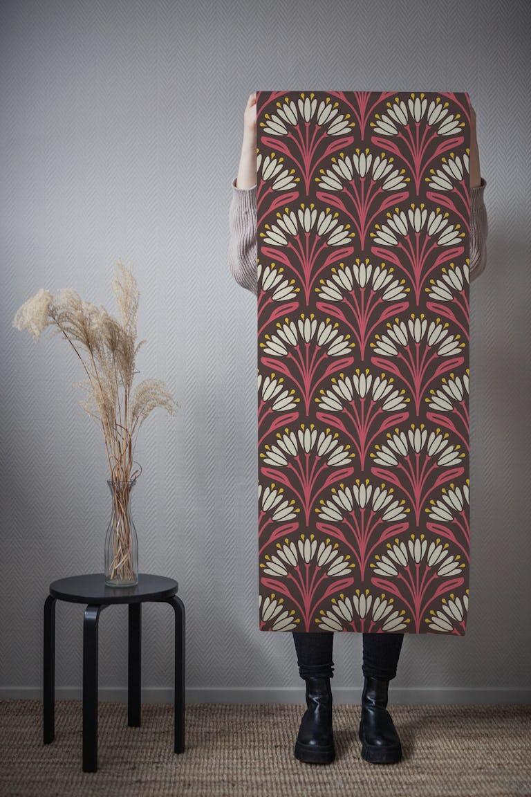Art Nouveau Floral Touch in Magenta - S wallpaper roll