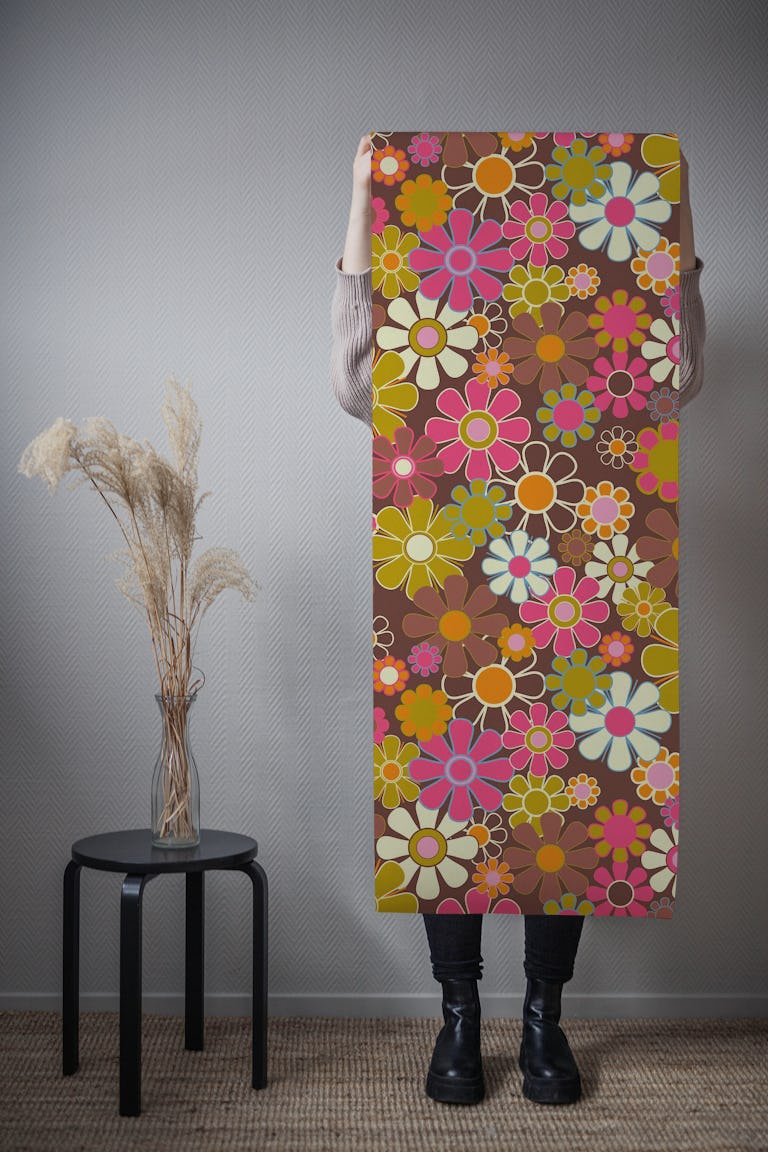 Vintage Floral Groovy Garden Cheerful Retro wallpaper roll