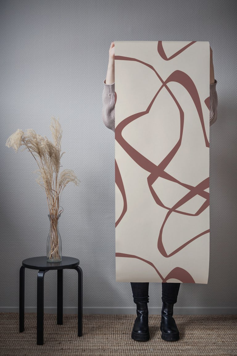 Japandi imperfect lines pecan brown XL wallpaper roll