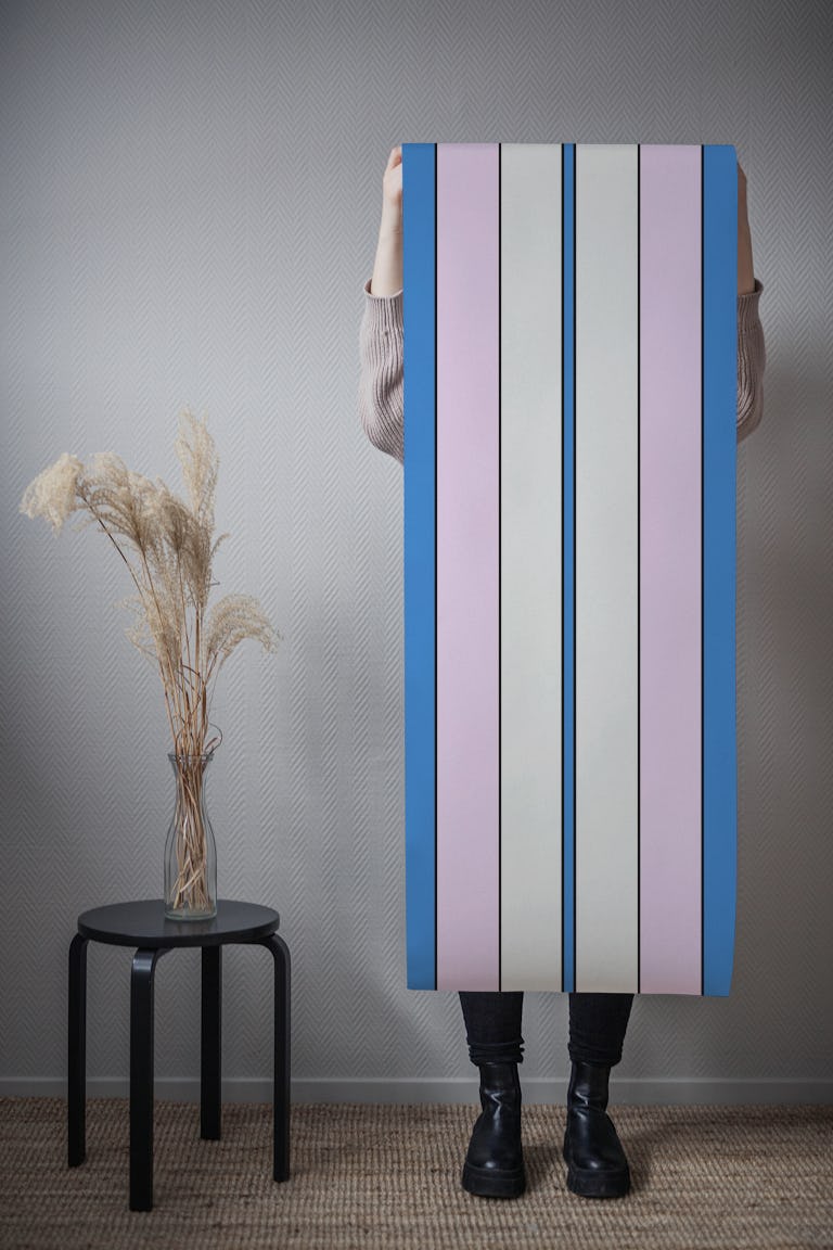 Cobalt and Pink Retro Stripe Joy wallpaper roll