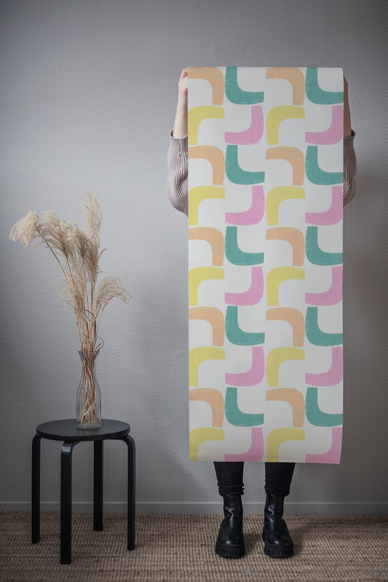 Pastel Retro Boomerang - Mid Century Modern wallpaper roll